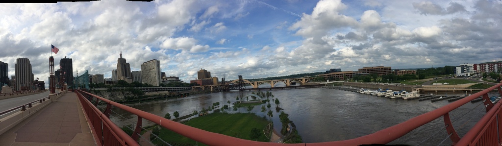From a bridge in Saint Paul. Underneath it was a public park totally flooded. 